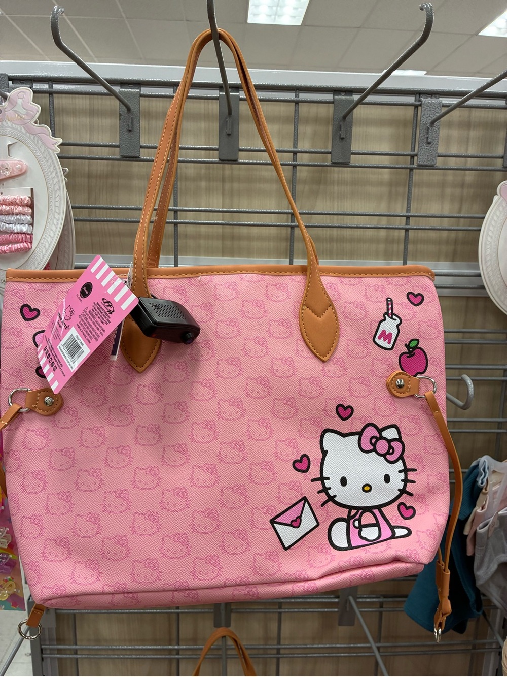 Sanrio Hello Kitty Pink Tote with Tan Handles